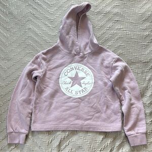 Converse Purple Cropped Hoodie with Logo